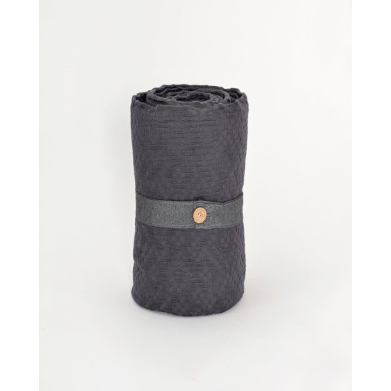 3D Βαμβακερή Πετροπλυμένη Ζακάρ Βρεφική Κουβέρτα με Σχέδιο Aztec Tourmali σε 2 Αποχρώσεις Λίκνου | 87x134cm Ανθρακί