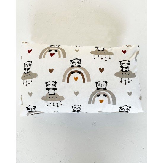 Βαμβακερή Βρεφική Μαξιλαροθήκη Sweet Panda 30x45cm 30x45cm Μπεζ