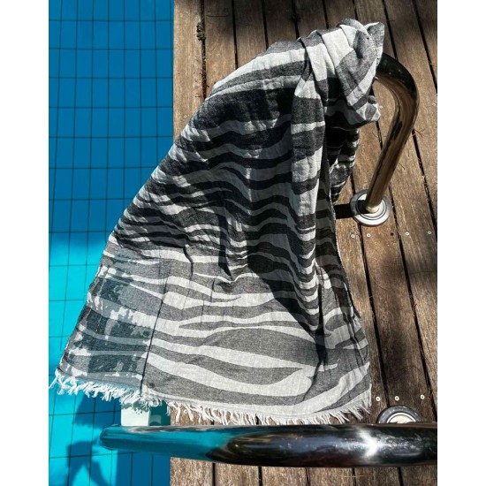 Ριγέ Παρεό με Κρόσσι Sebra 90x190cm Παρεό (90x190cm) Ριγέ Παρεό με Κρόσσι Sebra 90x190cm Παρεό (90x190cm)