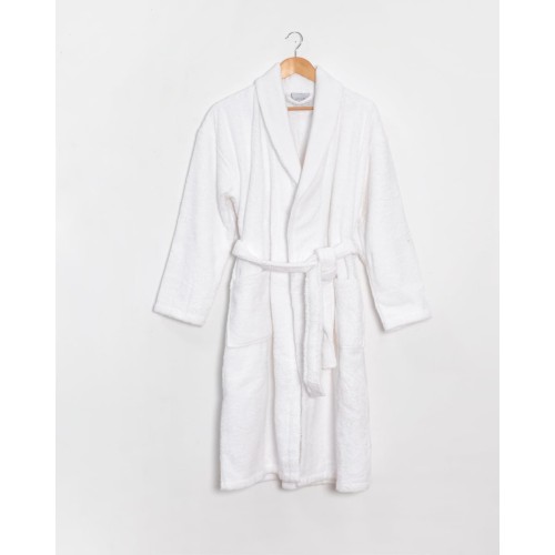 Unisex Βαμβακερό Πετσετέ Μπουρνούζι με Πικέ Γιακά Capital X Large Άσπρο