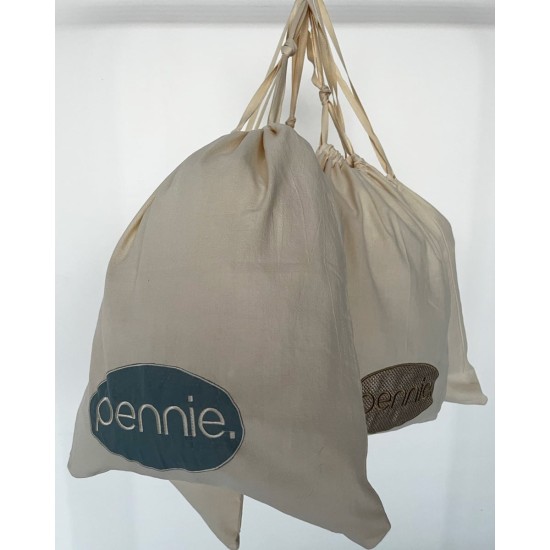 Βαμβακερός Σάκος Απλύτων με Εκάι Κέντημα Pennie & Κορδόνι Labada 37x43cm