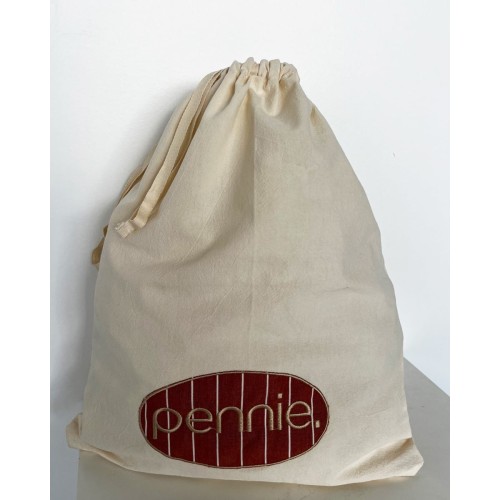 Βαμβακερός Σάκος Απλύτων με Εκάι Κέντημα Pennie & Κορδόνι Labada 37x43cm