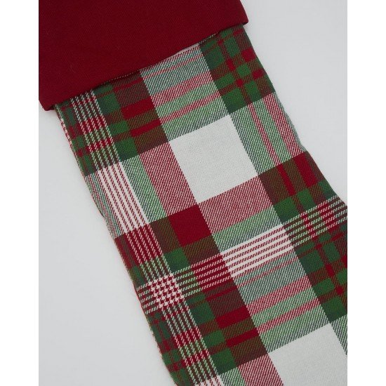 Χριστουγεννιάτικη Διακοσμητική Πράσινη Μπότα με Κόκκινο Καρό Christmas Stocking 45x15cm One Size (45x15cm)