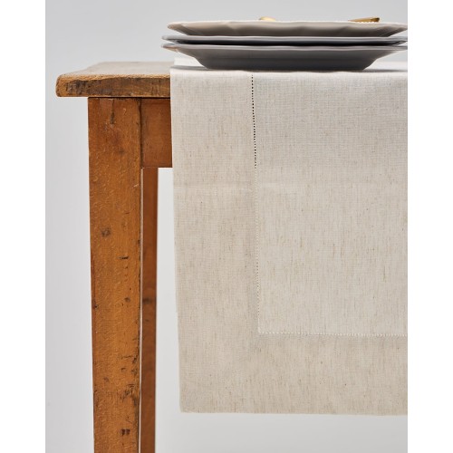 Μονόχρωμη Τραβέρσα Runner με Αζούρ & Γαλλική Γωνία Amadora 50x150cm Τραβέρσα (50x150cm) Μπεζ