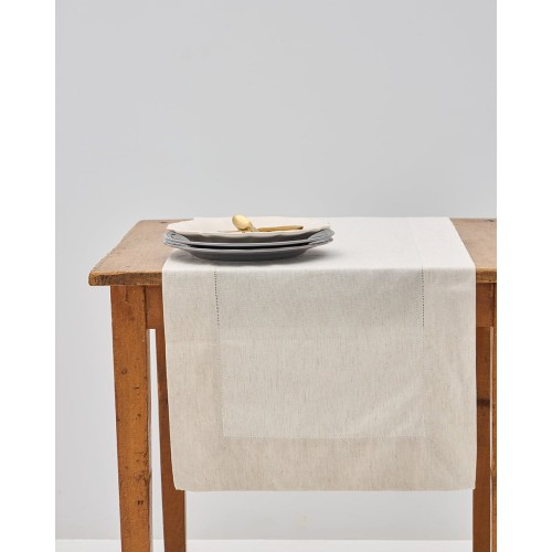 Μονόχρωμη Τραβέρσα Runner με Αζούρ & Γαλλική Γωνία Amadora 50x150cm Τραβέρσα (50x150cm) Μπεζ