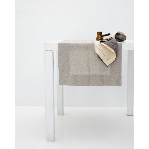 Μονόχρωμη Τραβέρσα Runner με Αζούρ & Γαλλική Γωνία Amadora 50x150cm Τραβέρσα (50x150cm) Γκρι