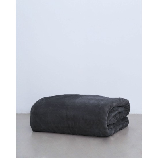 Βελουτέ Μονόχρωμη Κουβέρτα Voras σε 7 Αποχρώσεις Super Υπέρδιπλη (240x260cm) Ανθρακί