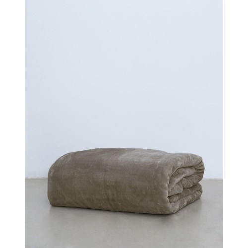 Βελουτέ Μονόχρωμη Κουβέρτα Voras σε 7 Αποχρώσεις Μονή (160x220cm) Γκρι - Μπεζ