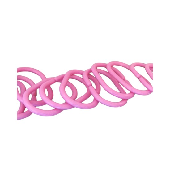 Σετ 12 Τεμαχίων Ροζ Πλαστικοί Κρίκοι Κουρτίνας Μπάνιου Shower Ροζ