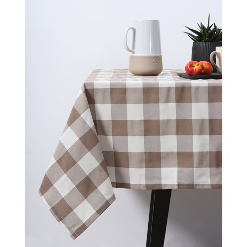 Τραπεζομάντηλο Μεγάλο Καρώ Νηματοβαφή Cabanna 8 ατόμων | 135x200cm Μπεζ Τραπεζομάντηλο Μεγάλο Καρώ Νηματοβαφή Cabanna 8 ατόμων | 135x200cm Μπεζ