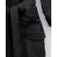 Unisex Βαμβακερό Πετσετέ Μονόχρωμο Μπουρνούζι με Πλισέ Γιακά & Κουκούλα Rease Medium Μαύρο
