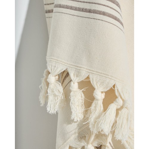 Βαμβακερή Ριγέ Πετσέτα Παρεό με Κρόσσι Anka 90x170cm Παρεό | 90x170cm Σοκολά Βαμβακερή Ριγέ Πετσέτα Παρεό με Κρόσσι Anka 90x170cm Παρεό | 90x170cm Σοκολά