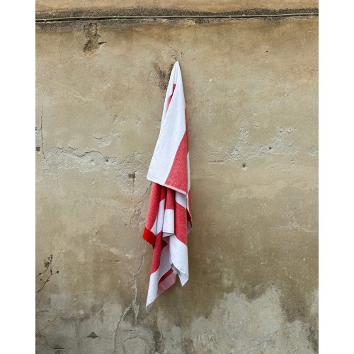 Βαμβακερή Βελουτέ Ζακάρ Πετσέτα Μπάνιου Jia 90x165cm Κόκκινο