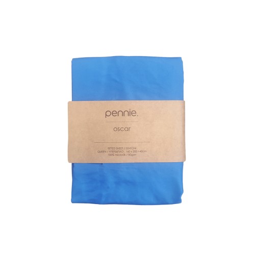 Microsilk Μονόχρωμο Σεντόνι με Λάστιχο Oscar 6 Αποχρώσεις Υπέρδιπλη (160x200 40cm) Μπλε