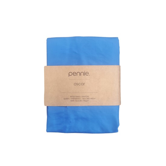 Microsilk Μονόχρωμο Σεντόνι με Λάστιχο Oscar 6 Αποχρώσεις Υπέρδιπλη (160x200 40cm) Μπλε