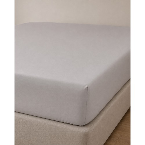 Microsilk Μονόχρωμο Σεντόνι με Λάστιχο Oscar 6 Αποχρώσεις Διπλή (140x200 40cm) Γκρι - Μπεζ