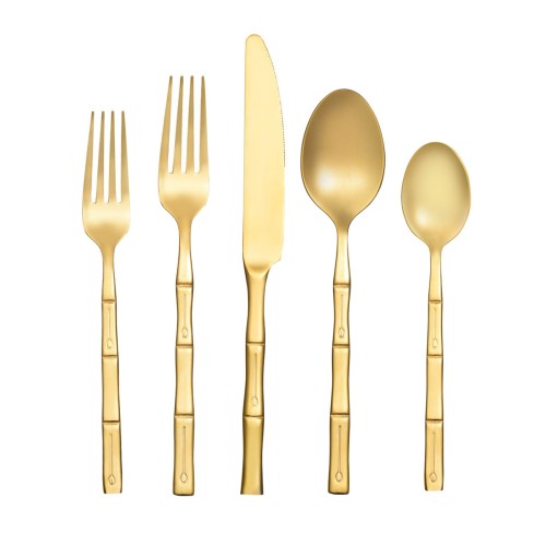 Ανοξείδωτο Πιρούνι Φαγητού Λαβή Σχέδιο Bamboo Cami Χρυσό