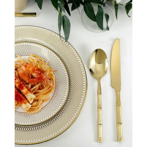 Ανοξείδωτο Μαχαίρι Φαγητού Λαβή Σχέδιο Bamboo Cami Χρυσό