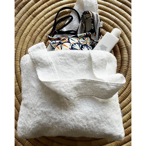 Λευκή Βαμβακερή Πετσετέ Τσάντα Chipo 30x25cm One Size Άσπρο