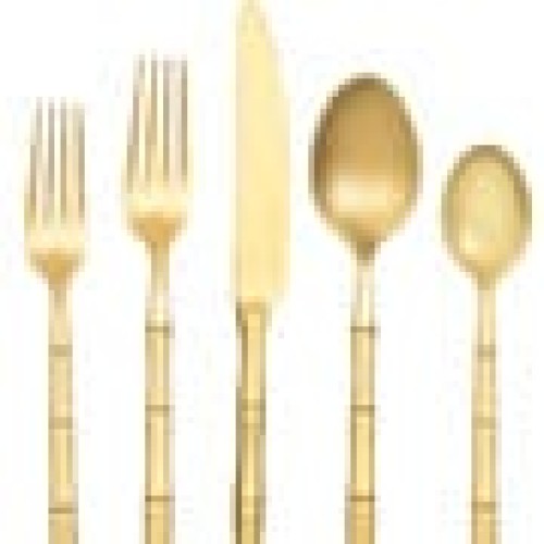 Ανοξείδωτο Πιρούνι Γλυκού Λαβή Σχέδιο Bamboo Cami Χρυσό