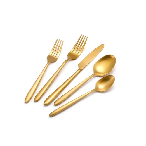 Ανοξείδωτο Πιρούνι Φαγητού Ματ Υφή Demy Χρυσό