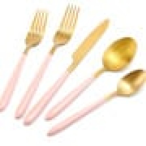 Ανοξείδωτο Πιρούνι Φαγητού Ματ Υφή Demy Ροζ