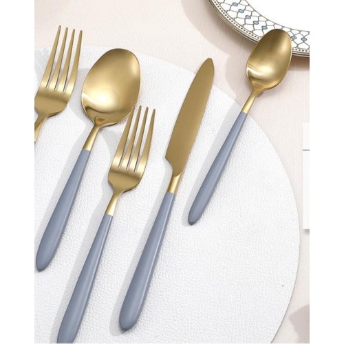 Ανοξείδωτο Πιρούνι Φαγητού Ματ Υφή Demy Γκρι