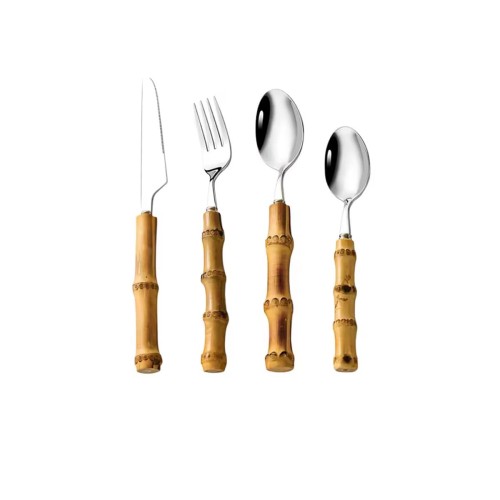 Ανοξείδωτο Κουτάλι Σούπας Λαβή από Bamboo Polly Ασημί