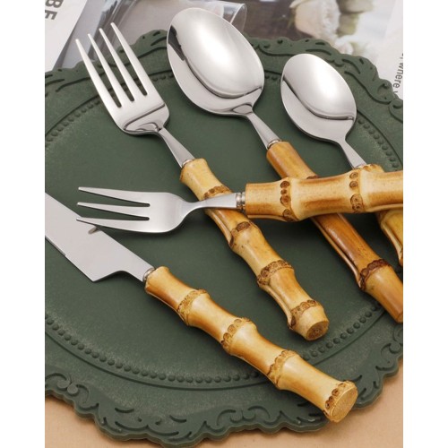 Ανοξείδωτο Μαχαίρι Φαγητού Λαβή από Bamboo Polly Ασημί