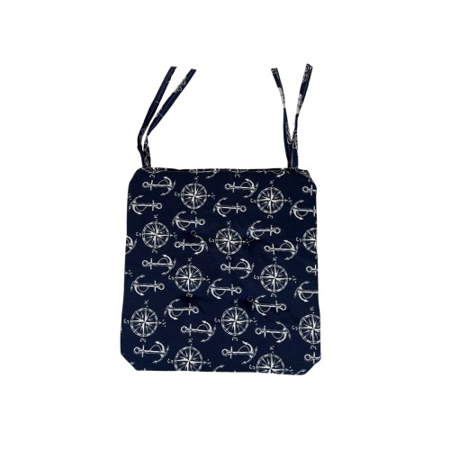 Λονέτα Τετράγωνο Μαξιλάρι Καρέκλας Angira 45x45cm 45x45 2cm Μπλε Σκούρο