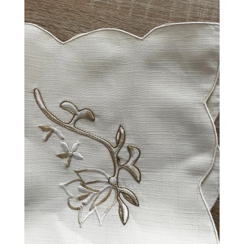 Πετσέτα Φαγητού Κέντημα Λουλούδι Zuriel 44x44cm 44x44cm Εκρού