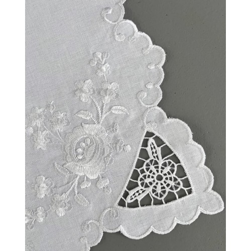 Βαμβακερό Πετσετάκι Γλυκού με Ανεβατό Κέντημα & Γλώσσες Vento 30x30cm 30x30cm Άσπρο Βαμβακερό Πετσετάκι Γλυκού με Ανεβατό Κέντημα & Γλώσσες Vento 30x30cm 30x30cm Άσπρο