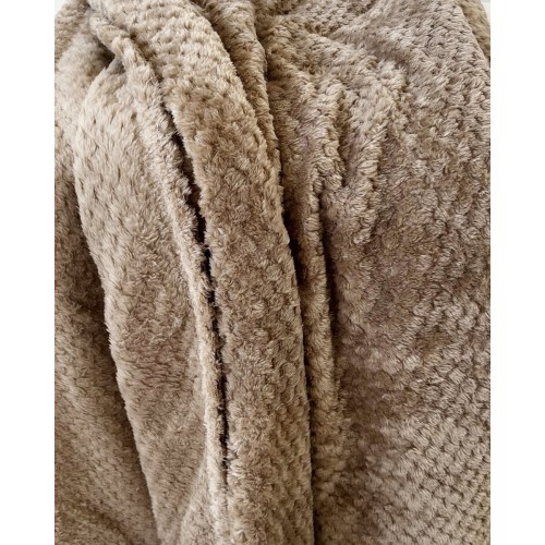 Βελουτέ Κουβέρτα Ανάγλυφη Coral Fleece Minthi 150x210cm Μονή (150x210cm) Μπεζ Σκούρο