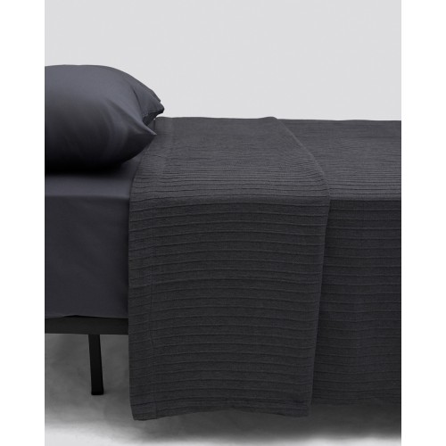 Ζακάρ Κουβέρτα Ανάγλυφη Ρίγα Esperinos Super Υπέρδιπλη Ανθρακί