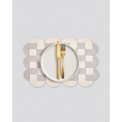 Δίχρωμο Πλεκτό Σουπλά από Δερματίνη Lorum Des.1 One Size (29x41cm) Εκρού