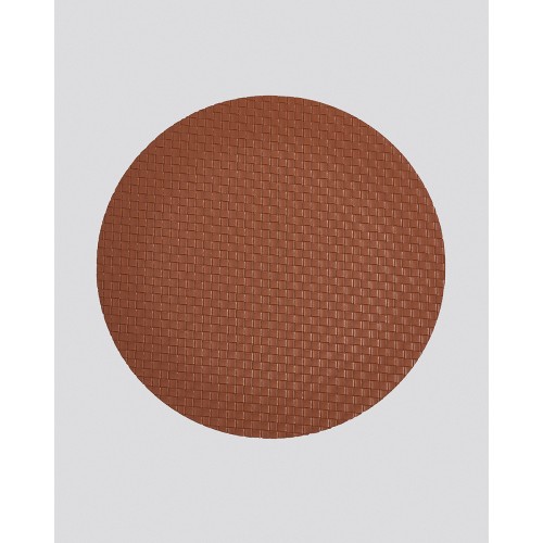 Δίχρωμο Στρογγυλό Πλεκτό Σουπλά από Δερματίνη Lorum Des.3 One Size (38cm) Καφέ