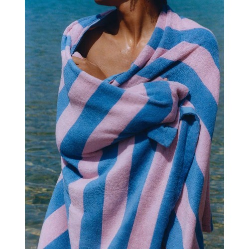 Βαμβακερή Ριγέ Πετσέτα Μπάνιου Akro 90x170cm Θαλάσσης | 90x170cm Μπλε