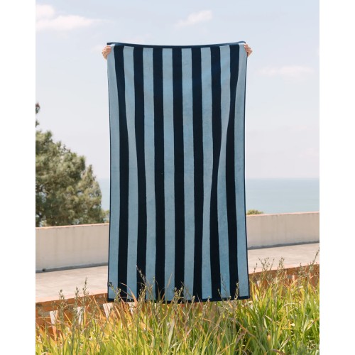 Βαμβακερή Ριγέ Πετσέτα Μπάνιου Akro 90x170cm Θαλάσσης | 90x170cm Σιέλ