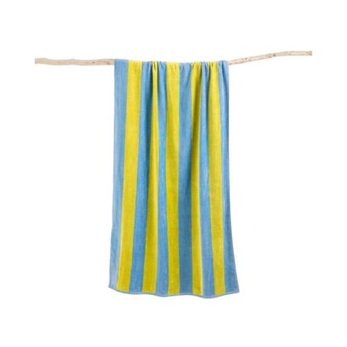 Βαμβακερή Ριγέ Πετσέτα Μπάνιου Akro 90x170cm Θαλάσσης | 90x170cm Κίτρινο