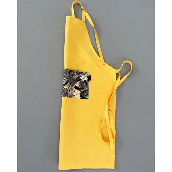 Κίτρινη Ποδιά Μπούστο με Εμπριμέ Τσέπη Panama Μπούστο (66x96cm)