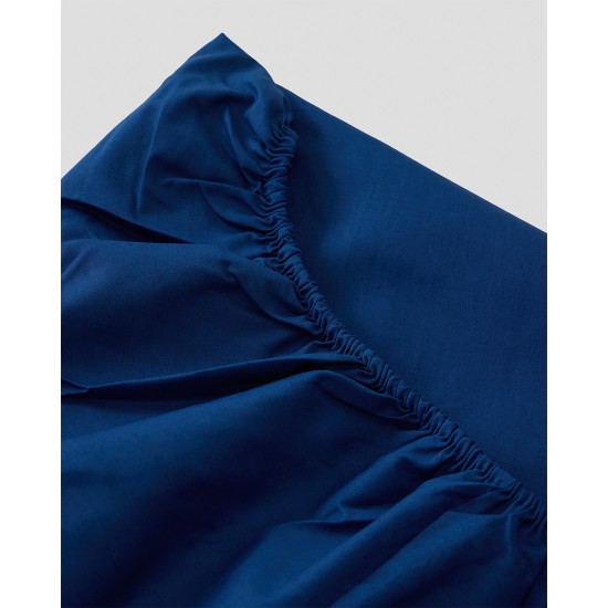 Βαμβακερό Blue Navy Σεντόνι με Λάστιχο Zonar Υπέρδιπλη (160x200 35cm) Μπλε Navy