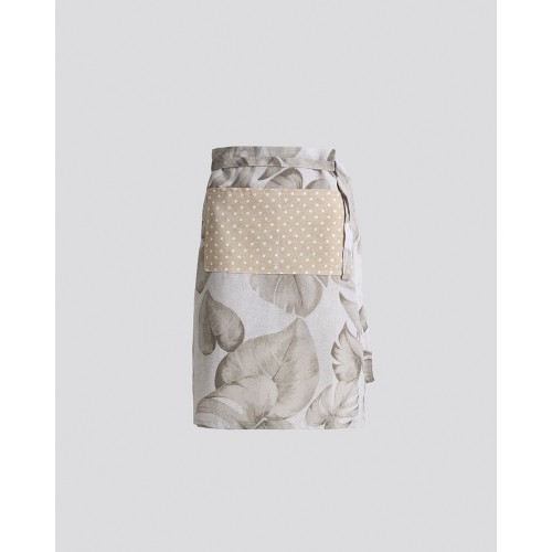 Εμπριμέ Ποδιά Μέσης με Πουά Τσέπη Monstera Μέσης (55x68cm)