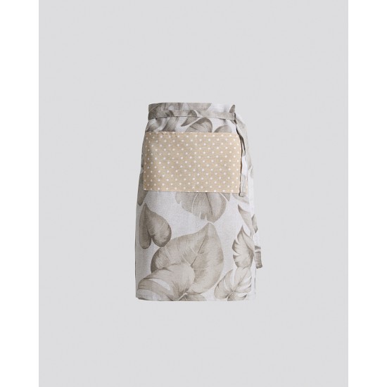 Εμπριμέ Ποδιά Μέσης με Πουά Τσέπη Monstera Μέσης (55x68cm)