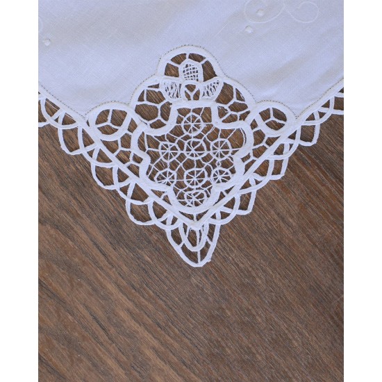 Βαμβακερό Λευκό Πετσετάκι με Δαντέλα Κηπούρ 40x40cm 40x40cm Άσπρο