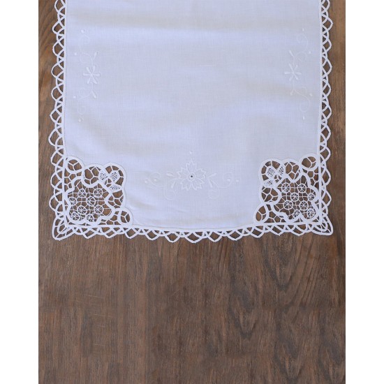 Βαμβακερό Λευκό Πετσετάκι με Δαντέλα Κηπούρ 40x40cm 40x40cm Άσπρο