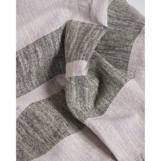 Βαμβακερό Ριχτάρι Αργαλειού με Μαύρη Φάσα Damian Διθέσιος | 180x240cm Πούδρα