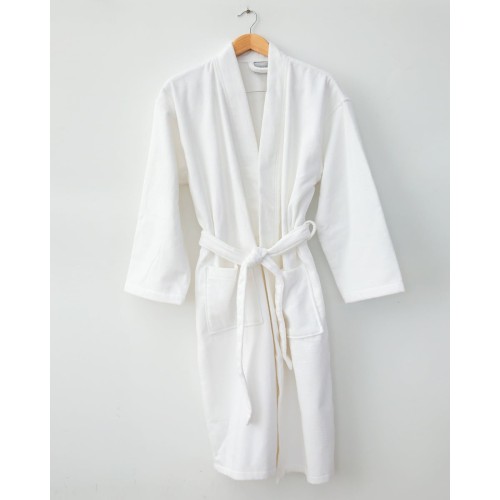 Μονόχρωμο Βαμβακερό Βελουτέ Μπουρνούζι L/XL Berlin Small | Medium Άσπρο