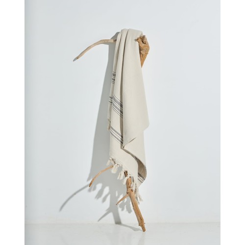 Βαμβακερή Ριγέ Πετσέτα Παρεό με Κρόσσι Anka 90x170cm Παρεό | 90x170cm Ανθρακί