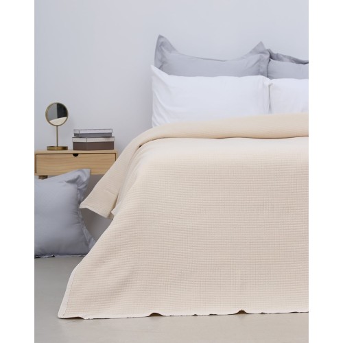 Πικέ κουβέρτα Asterinos σε ζακάρ ύφανση Ημίδιπλη (170x260cm) Μπεζ