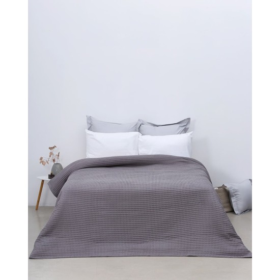 Κουβέρτα πικέ Raul II Μονή (170x240cm) Ανθρακί Κουβέρτα πικέ Raul II Μονή (170x240cm) Ανθρακί